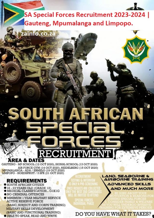 SA Special Forces Recruitment 20232024 Gauteng, Mpumalanga and